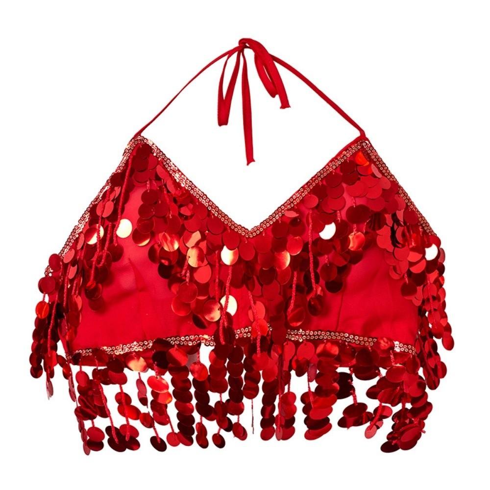Fashion Sequins Belly Dance Skirt High Waist Fringe Top Dance Bra Belt Sexy Tassels Show Costumes Street Wear