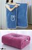 Azrte Bathrobe, Wearable Bath Towel, Wrap Towel, Pool, Gym, Button Closure, 2, Pink