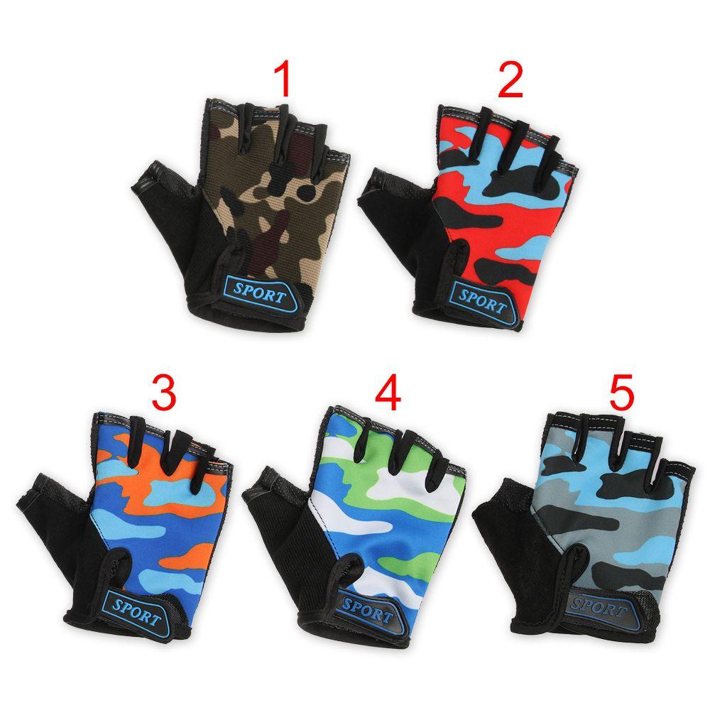 Cycling High Elastic Child Bicycle Gloves Camouflage Children's Bike Gloves Half Finger Mittens