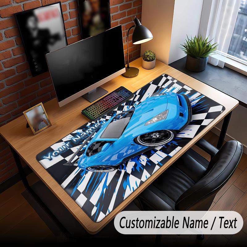 Car Racing Theme Custom Mouse Pad Personalized With Name Text Customized Desk Mat For Office Home Decor
