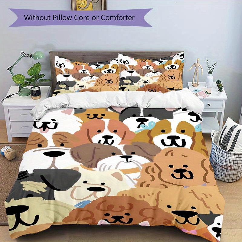 3pcs Cute-Dogs Bedding Set, Breathable and Soft, Suitable for All Seasons, Ideal for Home Use, Suitable for Bedroom Decor yy250821227