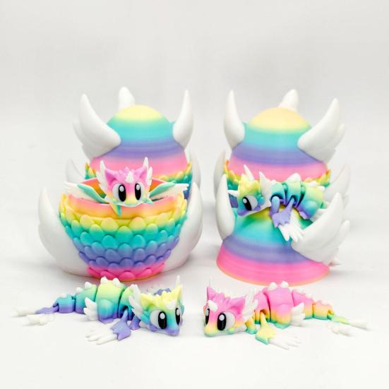 Yousheng 3D Printed Dragon Collectible Mini Egg with Articulated Dragon Inside Colorful Animal Miniature Fidget Toy Desktop Figurine for Home Office