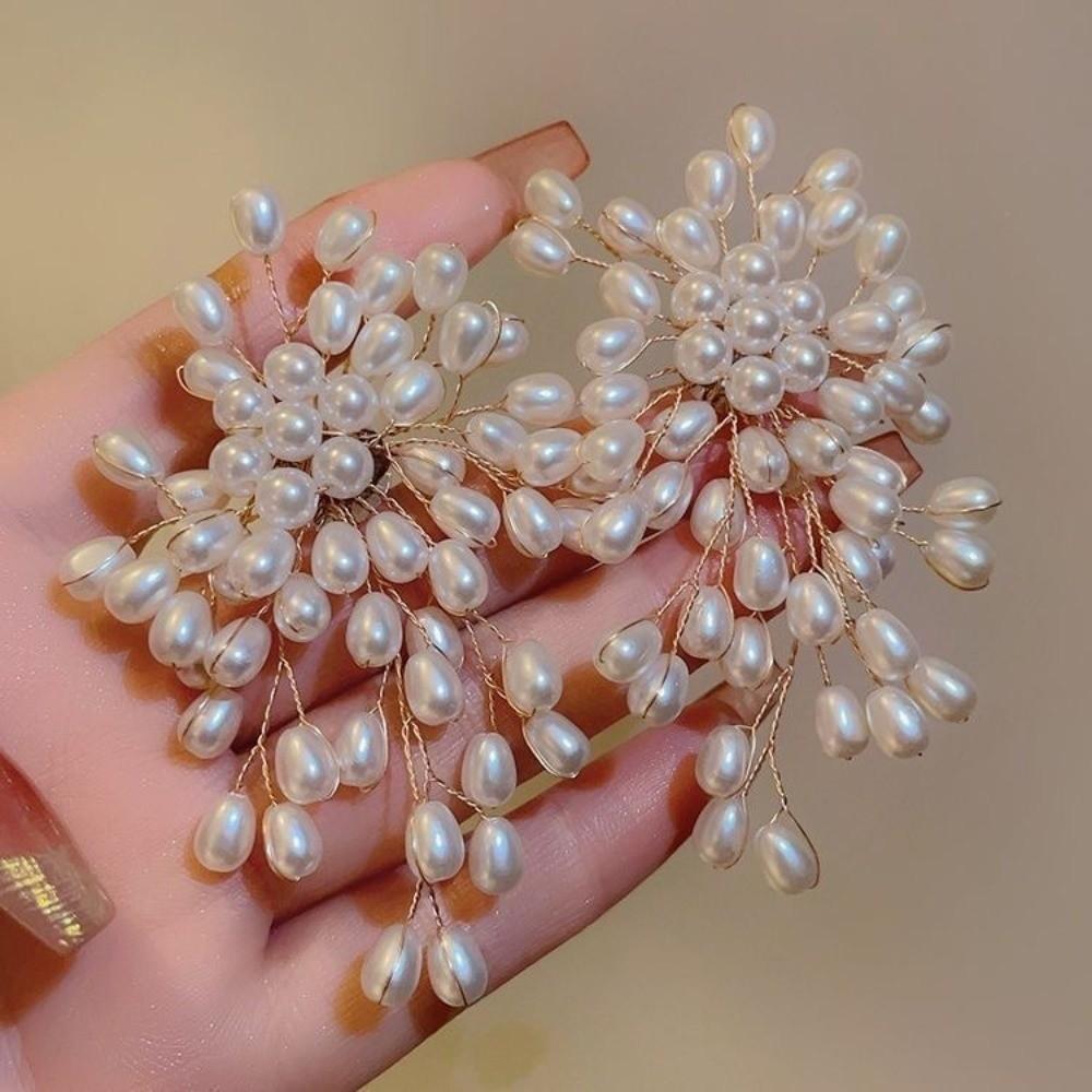 Long Statement Earrings Tassel Drop Bridal Earrings Imitation Pearl Dangle Earrings Wedding