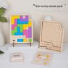 Dziecięca Drewniana Edukacyjna Gra Puzzle Kalendarz Tetris