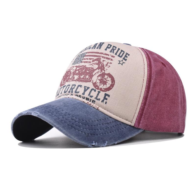 Cotton Washed Baseball Cap Men's and Women's Korean Cap Motorcycle Printing Outdoor Cowboy Hat Washed Old Hat