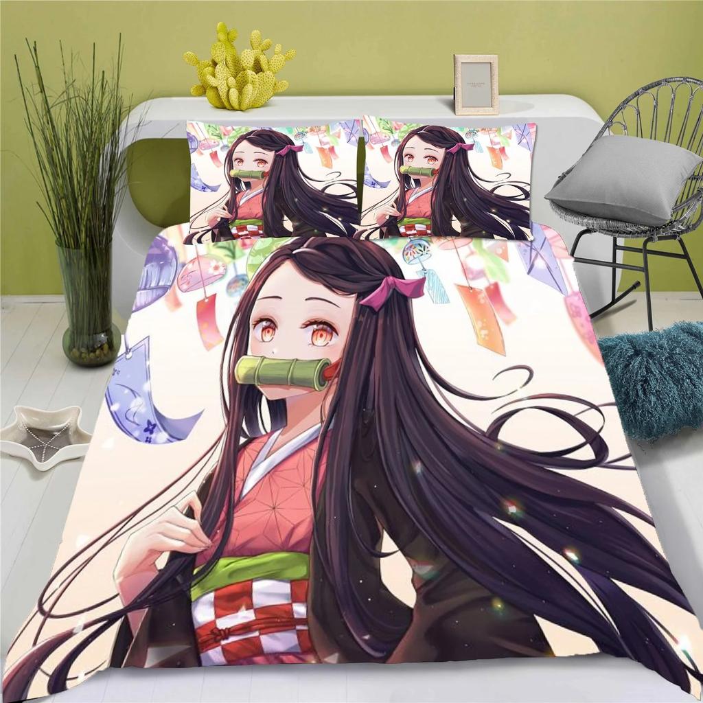 Demon Slayer Kimetsu No Yaiba Cartoon Quilt Cover Printed Breathable Bedding  Home Baby Bedroom Comforter Boys