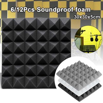 6/12 Stück 30 x 30 x 5 cm Pyramide schallabsorbierender Schaumstoff Schallschutztrommeln Raumzubehör