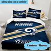 3PCS Custom Name Rams Team Spirit Bedding Set, Including 1pc Duvet Cover And 2pcs Pillowcases, Suitable for Dorms and Bedrooms Gift
