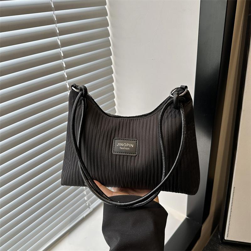 Casual Large Capacity Indentation Stripes Fresh and New Summer Style Commuting Solid Color One Shoulder Underarm Handbag