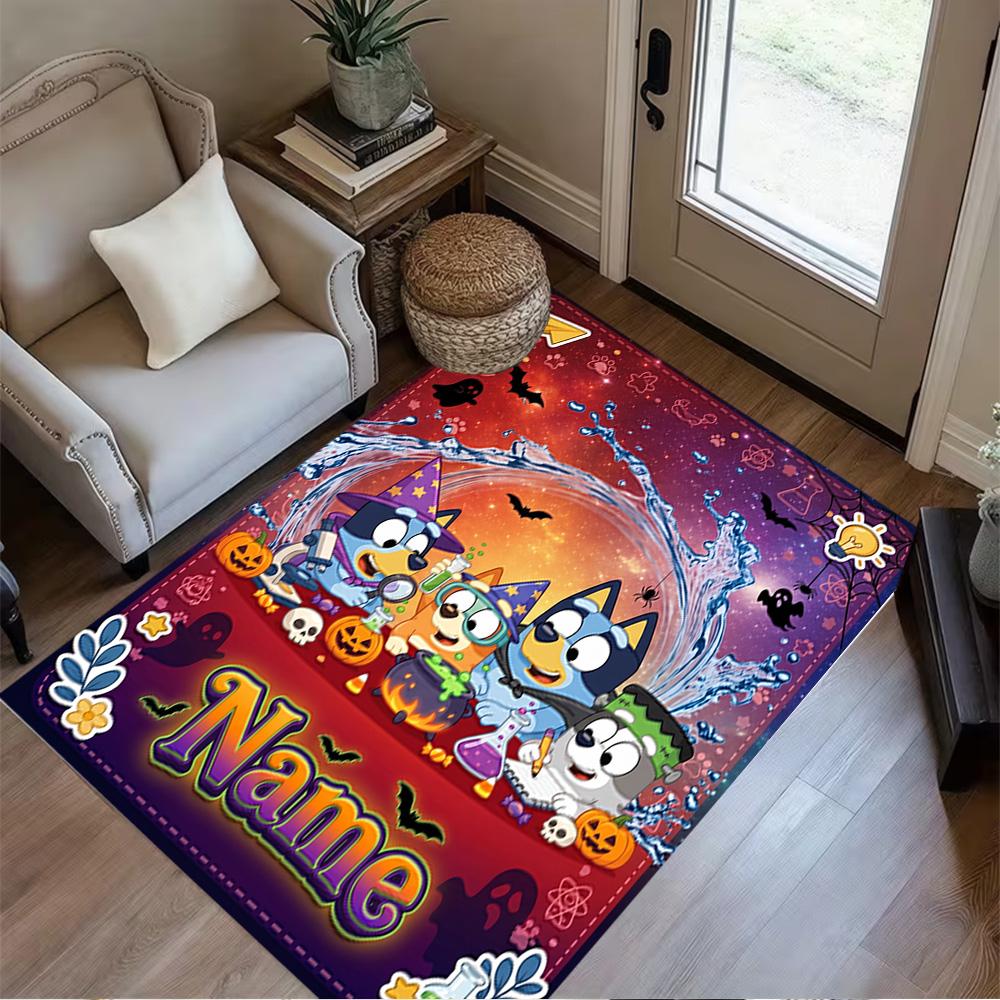 Halloween Friends Celebration Customize Your Name Floor Rug Office Rug Perfect for Dormitory Study room Dining Room Balcony Anti-slip Rug