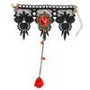 Gothic Black Lace Rose Ring Bracelet Hand Chain Halloween Party Jewelry
