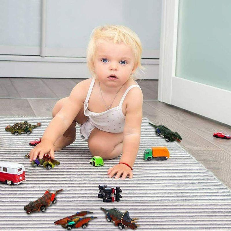 Vibrant Dinosaur Cars Pull Back Toy Set For Kids With Boomerang Action