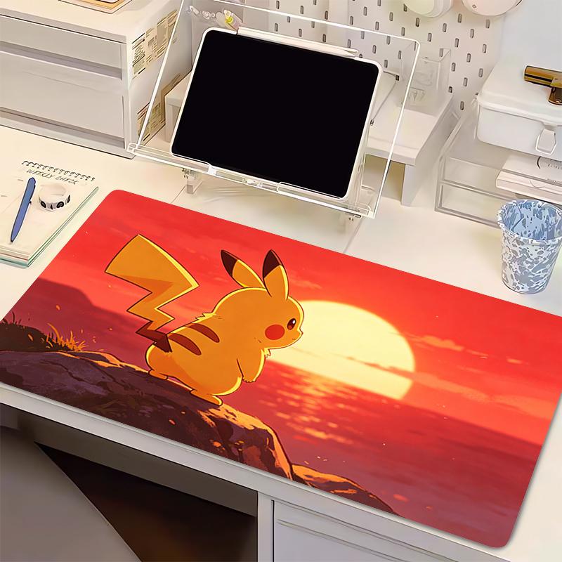 Grote Muismat Gamer Uitgebreide Muismat Anime Pokemon met Vergrendelende Rand Rubberen Bureau Mat Gaming Accessoires Schattige Pikachu Muismat