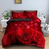 Valentine'S Day Wedding Bedding Set 2/3 Pcs Luxurious Rose Love Heart Duvet Cover King 3D Red Rose Print Quilt Cover