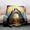 1PC Virgin Statue Praying Ornate Print Believer Pray Blanket Warm Soft Flannel Material Suitable for All Seasons Luxurious Gift