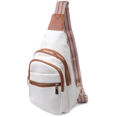 Stylish Women's Bag with One Shoulder Strap Made of Eco-leather VINTAGE Bag 22757 White