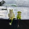 2 Stuks/Set Tuinkikker Beeldje Mini Viskikker Beeld Zittende Kikker met Blad Paraplu Vijver Visser Kikker Beeldhouwwerk voor Tuin Landschap Binnen Buiten