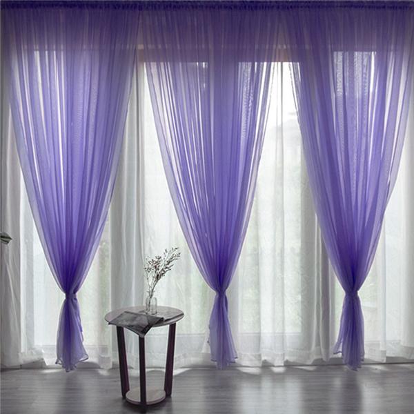 Perdele din tul alb albastru pentru decorarea camerei de zi Modern Terylene șifon Draperie din fire Perdele din voal transparent solid Perdele fereastră de bucătărie 20 de culori