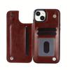 Phone Bag Wallet Phone Case With Card Holder, PU Leather Kickstand Card Slots Case, Double Magnetic Clasp And Durable Shockproof Cover, For IPhone