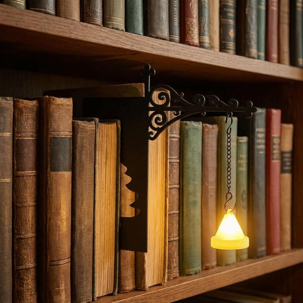 Vintage Halloween Bookshelf Lamp Wall Mounted LED Library Lantern Mini Bookcase Lamp Office