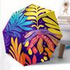 1pc Tropical Leaves Automatic Open/Close Umbrella with Windproof, Functional Design, 8-Rib Sturdy Canopy
