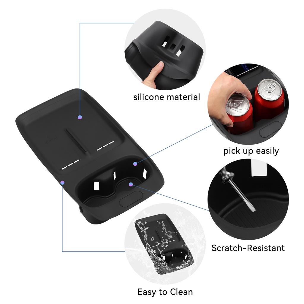 Smabee for Xpeng P7+ 2024-2026 Car 2 In1 Wireless Charging Pad Center Console Cup Hold Silicone Anti-slip Mat Accessories Black
