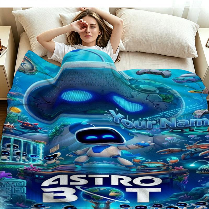 1 Stück ASTRO BOT Individuelles Namensmuster Flanelldecke Geeignet für Alle Jahreszeiten für Heimdekoration Wärme und Komfort Geschenke Feiertagsgeschenk