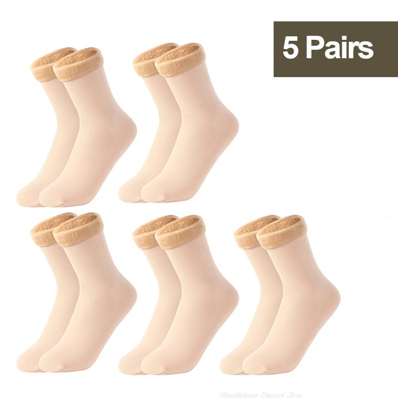 Winter Snow Socks Women Men Velvet Thickened Medium Tube Solid Color Floor Thermal Floor Sleep Socks Cashmere Socks