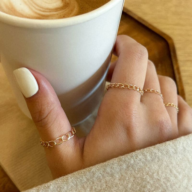 Own Leather Chain Ring (No. 1, No. 2, No. 3, No. 4 / 14k gold)