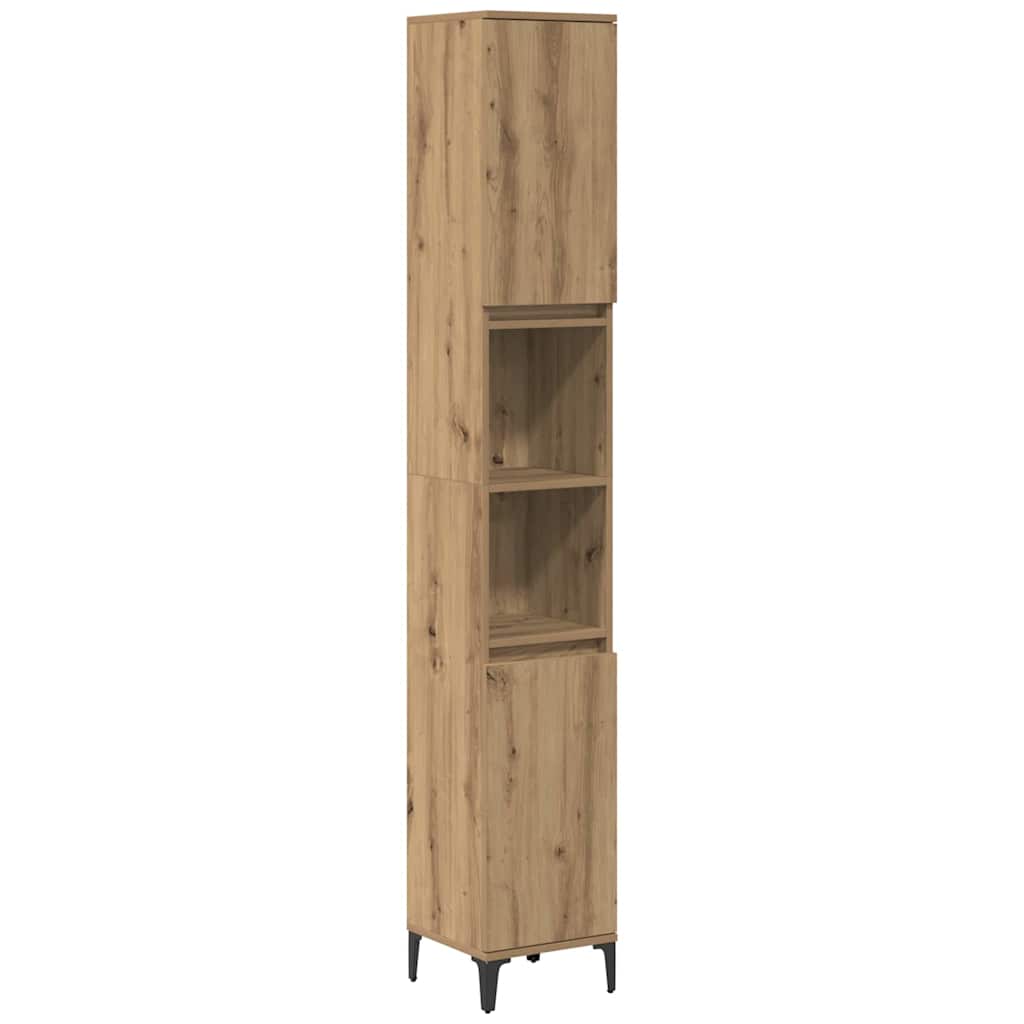 Bathroom Furniture Set with Shelf 3 Pcs Artisan Oak Wood Based Material