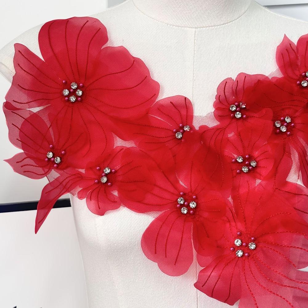 Mesh Cloth Decoration Patch Hand-embroidered Lace Embroidered Patch New Flowers Cloth Patch