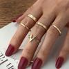 Wind Fashion Popular Lightning Ecg Women'S Ring 5-Piece Set