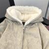 Padded Clothes Men's Winter Velvet Thickened Hooded American High Street Youth Sports Warm Trendy Brand Loose Casual Cotton Clothes