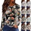 Women's Fashion Casual Round Neck Long Sleeve Loose Printed T-Shirt Ladies Top