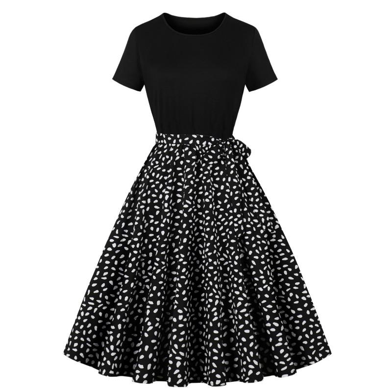 QICED Fashion Summer Spring Short Sleeve O-Neck Casual Dresses
