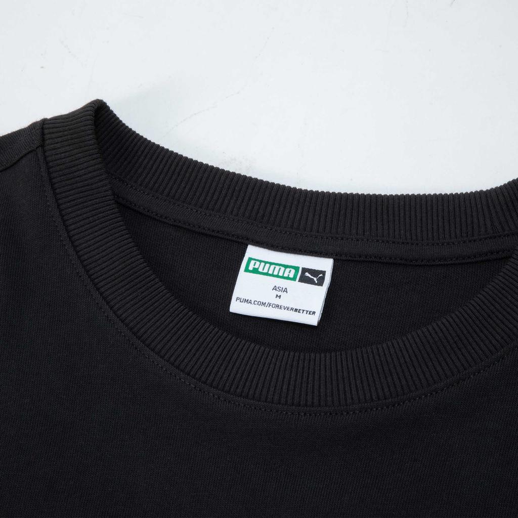 Puma Embroidered Round Neck Short Sleeve T-Shirt Unisex Tops Black 625528-01