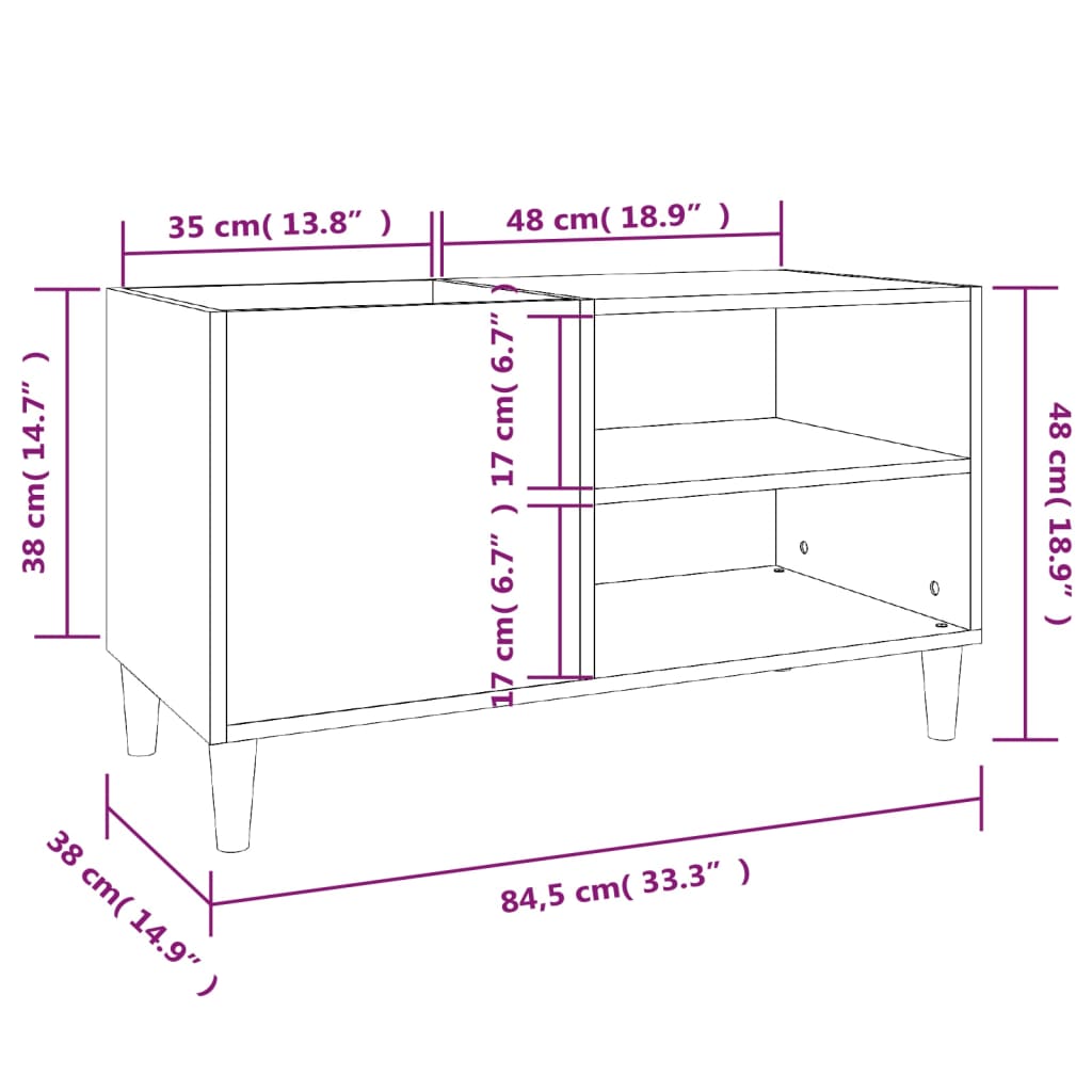 Vidaxl Board Cabinet, White, 84.5X38X48 Cm, Wood-Based Material