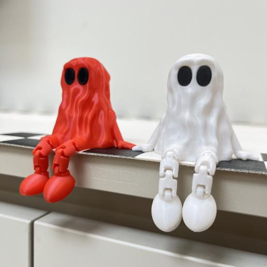 3D Printed Ornament with Moving Joints Ghost Shape Statue Crack-resistant PLA Material Decoration Halloween Gift