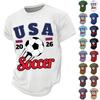 Men's Short Sleeve Crew Neck T Shirt USA 2026 Soccer Graphic Print Casual Loose Fit Top for Daily Wear