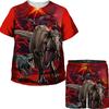 Toddler Boys Girls Cartoon 3D Print Jurrasic Dinosaur T Rex Velociraptor Tees/Suits Teenager Casual Summer T Shirt Tracksuit Set