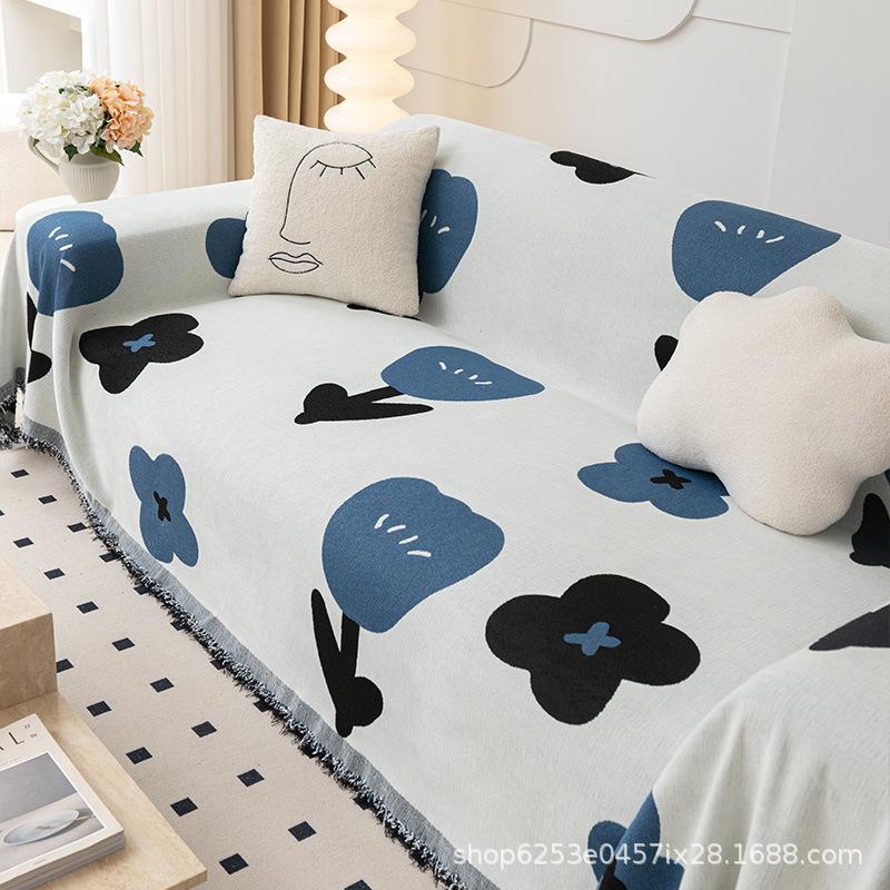 Chenille Sofahåndkle Fransk Retro Dekkduk Sofatrekk Fire Årstider Universal Heltrekk Teppe Pute