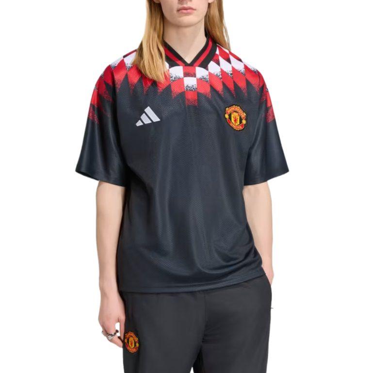 Adidas Manchester United Soccer Jerseys Men's Black V Neck Moderate KH4804