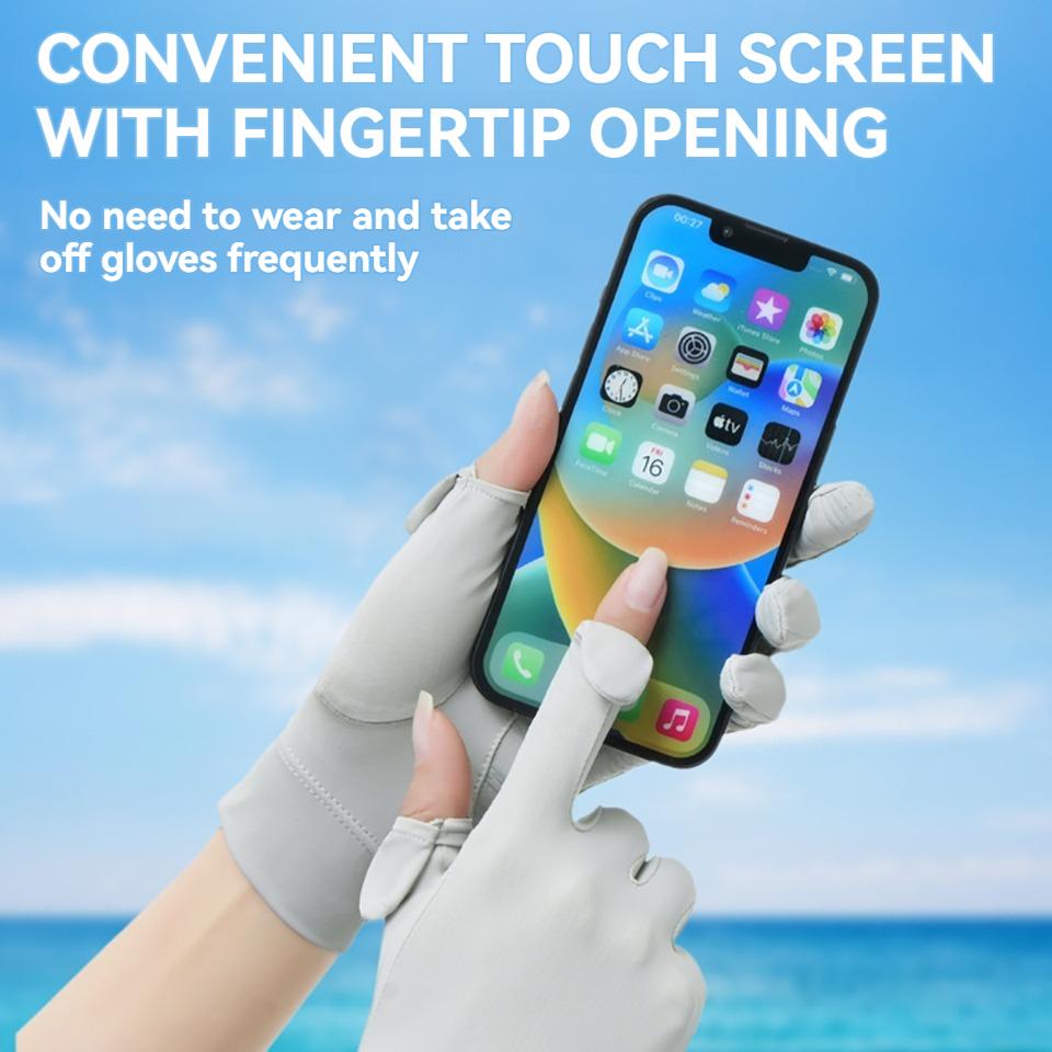 Summer Sun-Protective Gloves Flip Fingers Touch Screen Breathable Raw Yarn Cycling UV Protection Gloves