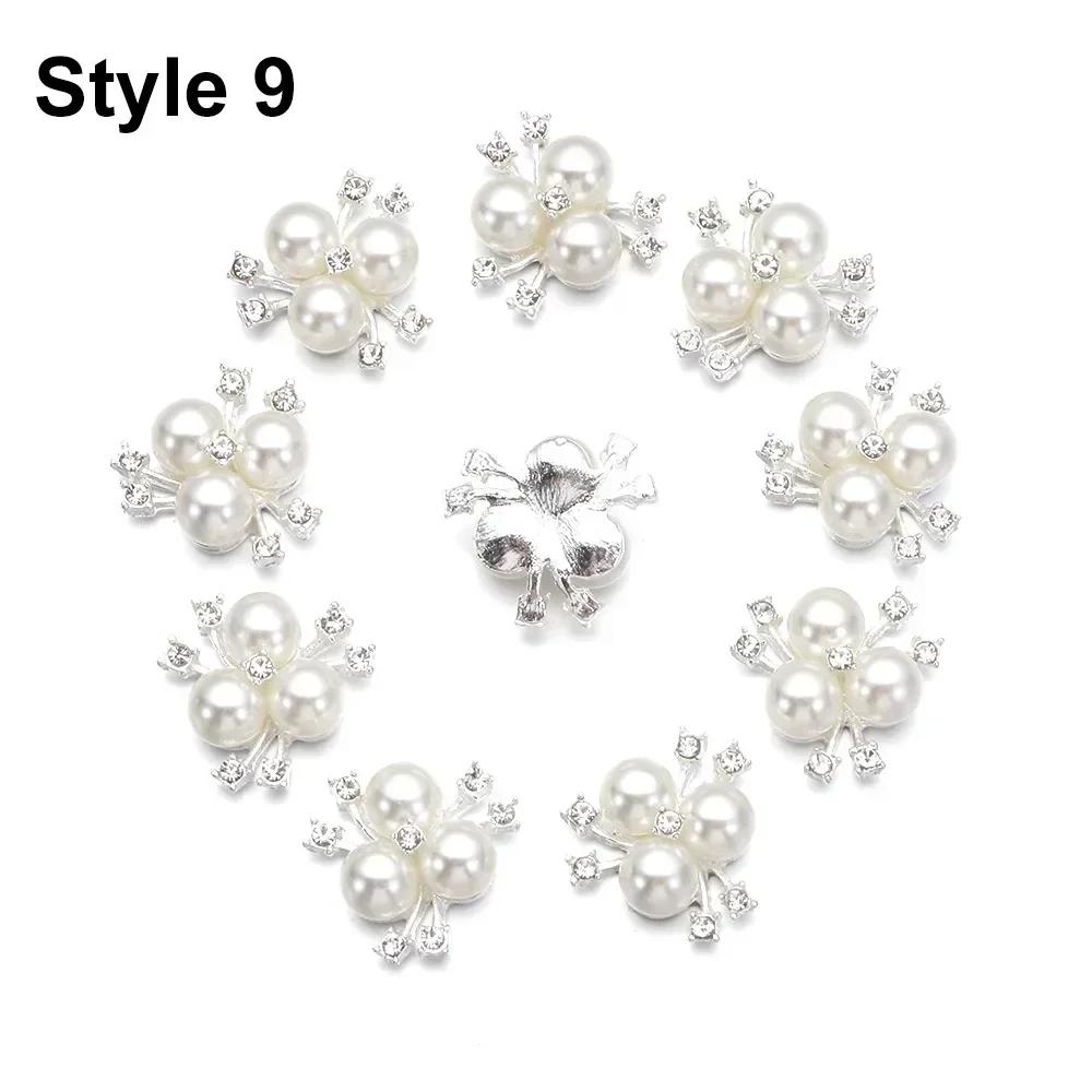 25mm Flower Rhinestones Buttons Pearl Button ClothingDIY Alloy Diamond Cryustal Bow Accessories Garment Decorative Sewing
