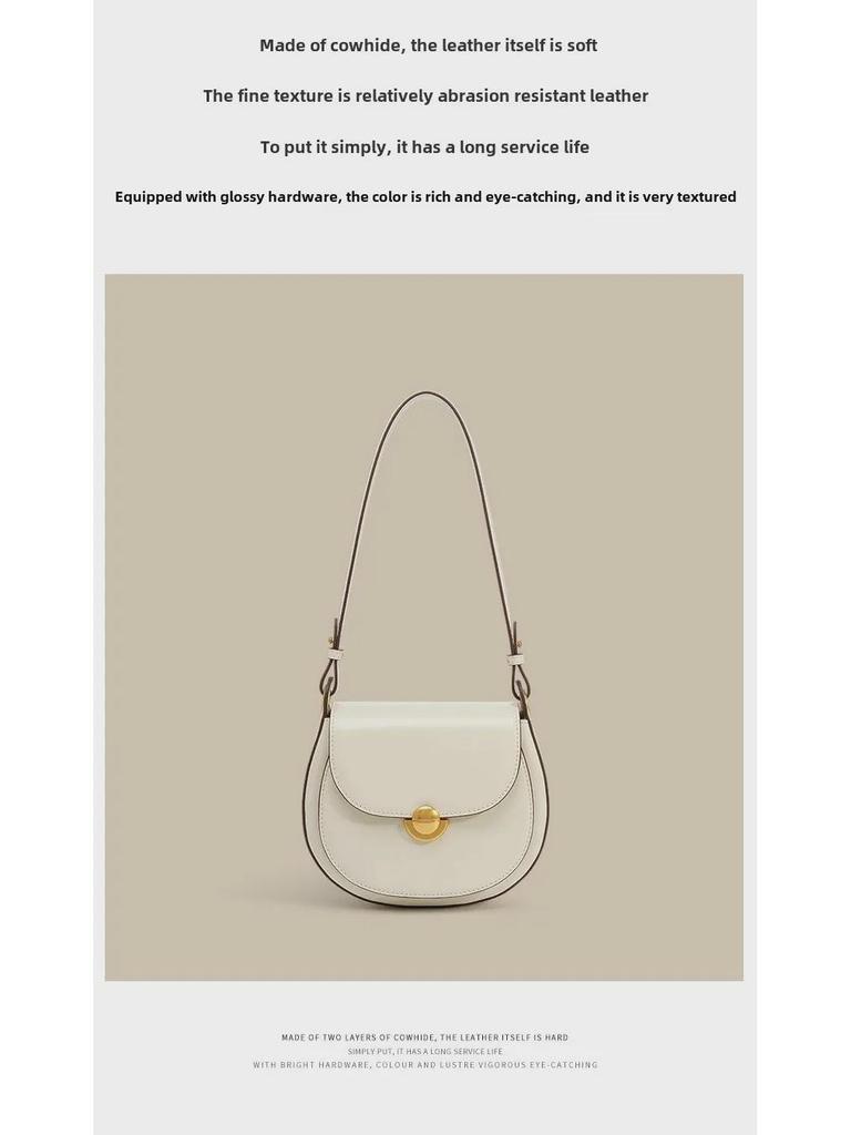2025 French Cowhide Shoulder Bag: Luxe Niche Design, Genuine Leather Handbag, Small Commuter Messenger Bag