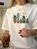 Plant Cactus Cartoon Print Short-sleeved T-shirt Casual and Versatile Style Suitable for Women's Daily and Outings In Summer