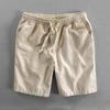 Men's Casual Linen Beach Shorts - Breathable, Trendy, Mid-Length Solid Color