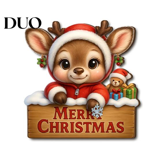 Festive Cartoon Santa Deer Ornaments Christmas Wooden Pendant, Decorative Reindeer/Santa Claus/Gnome Pattern Hanging Sign, Welcome Sign with