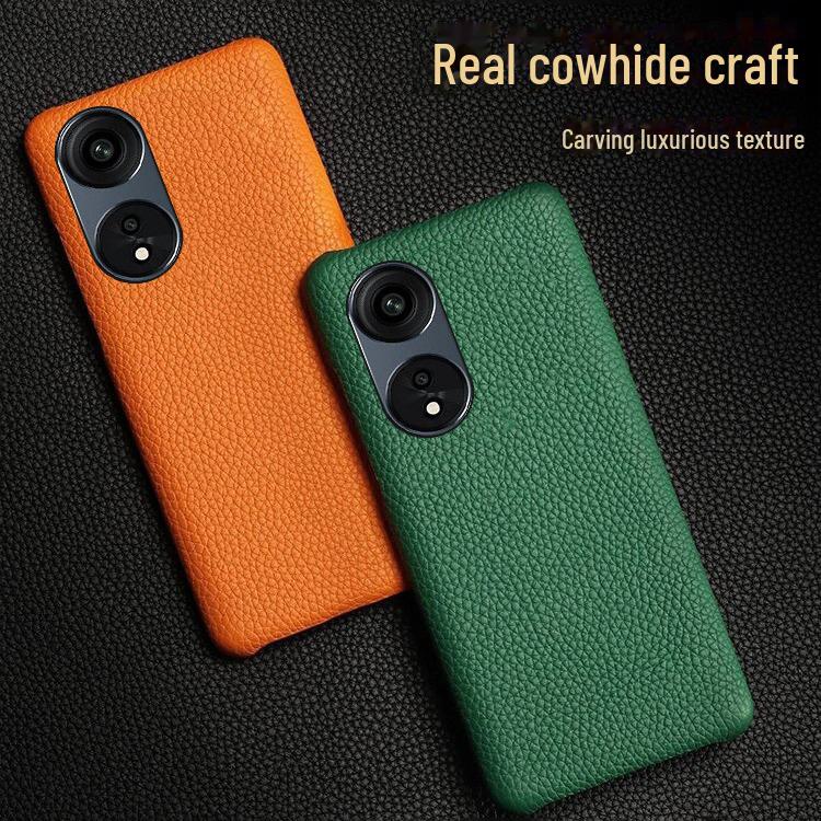 OPPO A58/A58x/A83/A72 Genuine Leather Half Cover Case with Cowhide Litchi Pattern