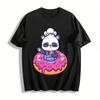 Schattige Panda Chef Donut Print Casual T-shirt voor Kinderen Puur Katoenen T-shirt